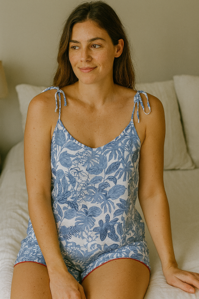 HOJARASCA AZUL Short Blusa de Tiras